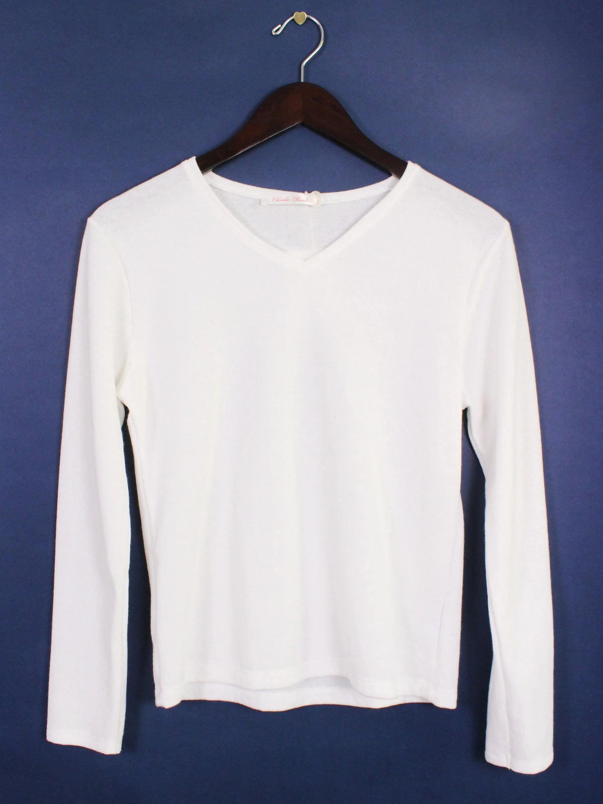 Hiro V-Neck Tee in White Pointelle