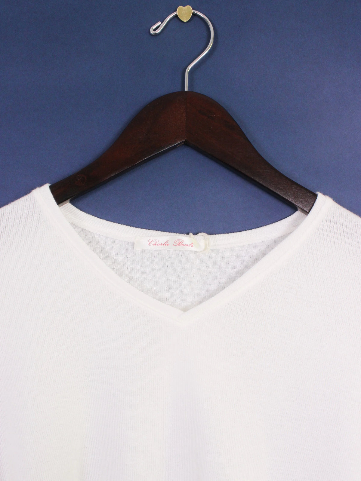 Hiro V-Neck Tee in White Pointelle
