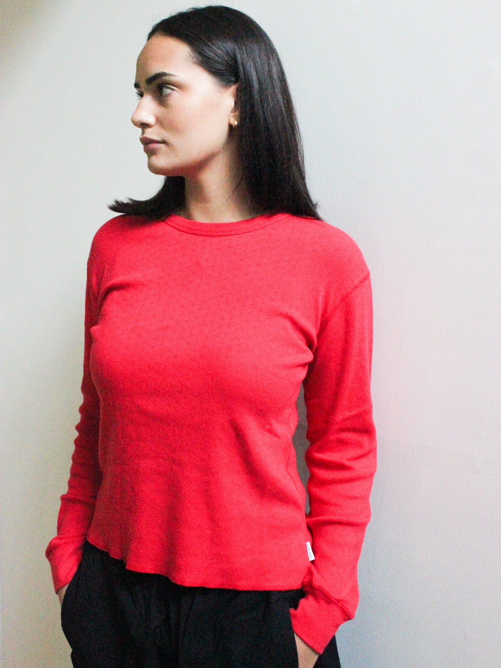 Pointelle Fundamental Tee in Apple Red