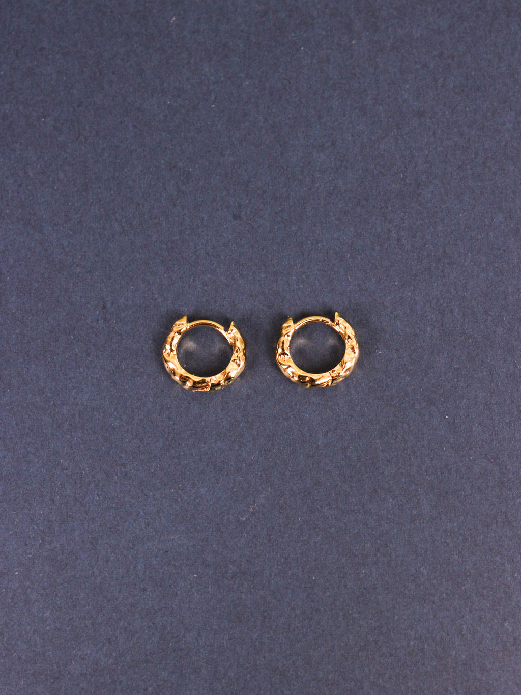 Organic Huggie Hoops in Gold