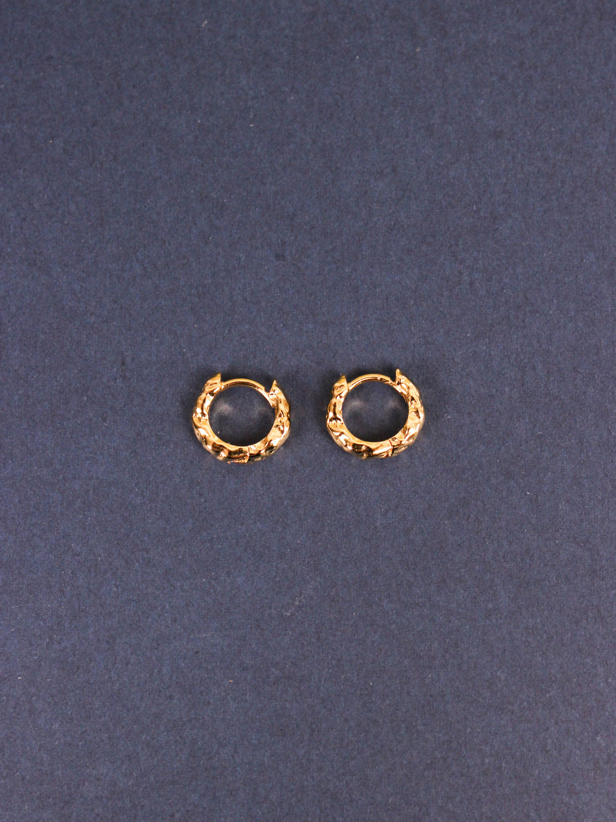 Organic Huggie Hoops in Gold