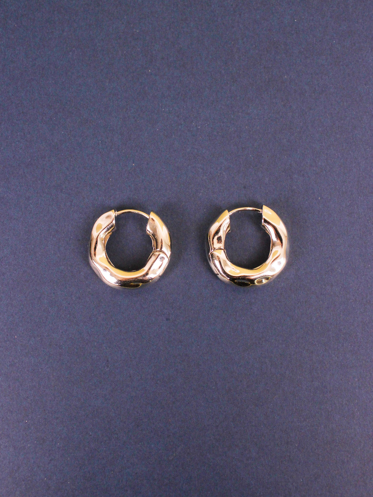 Wavy Chunky Hoops in Silver